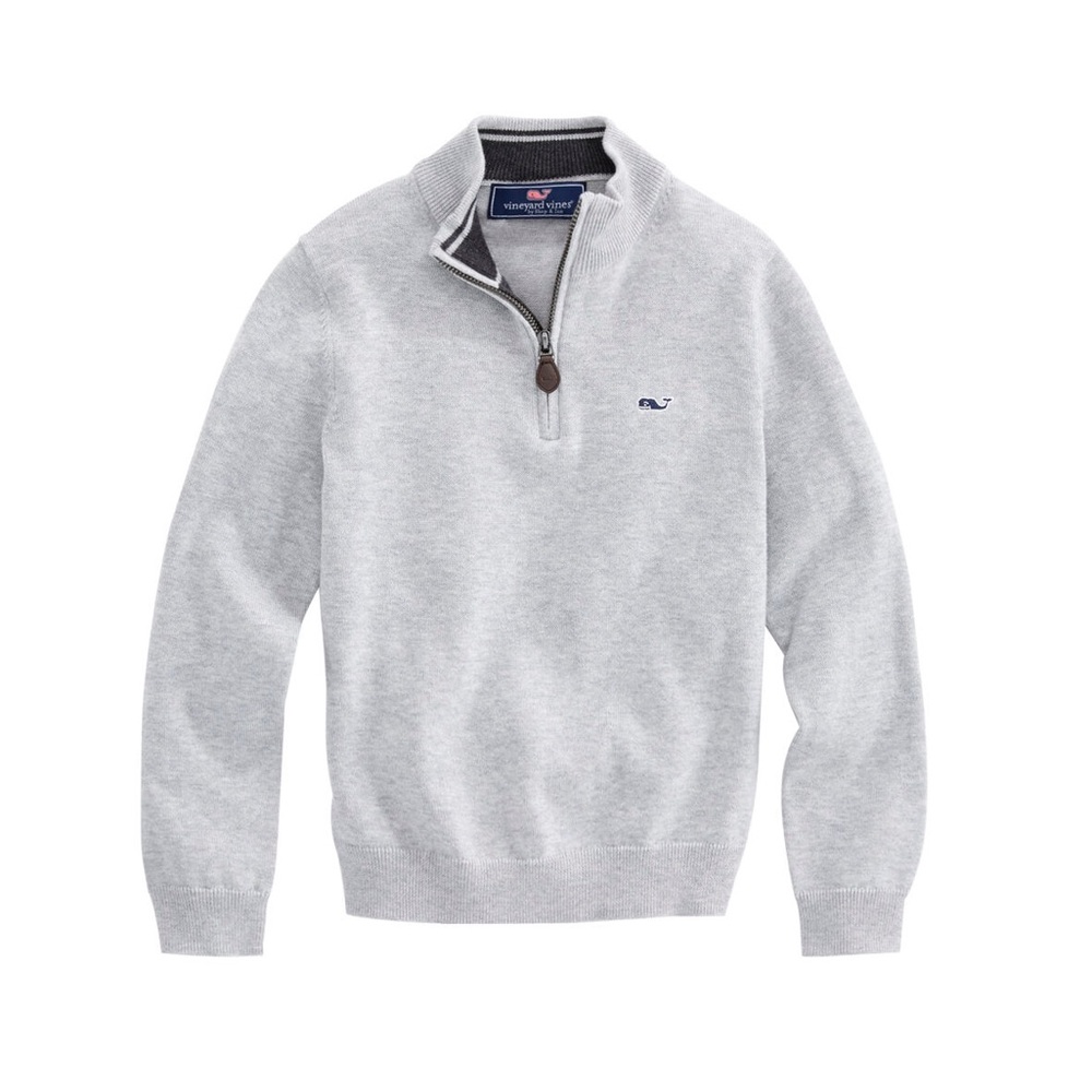 Vineyard Vines boys half zip sweater light Heather gray size XL (18)